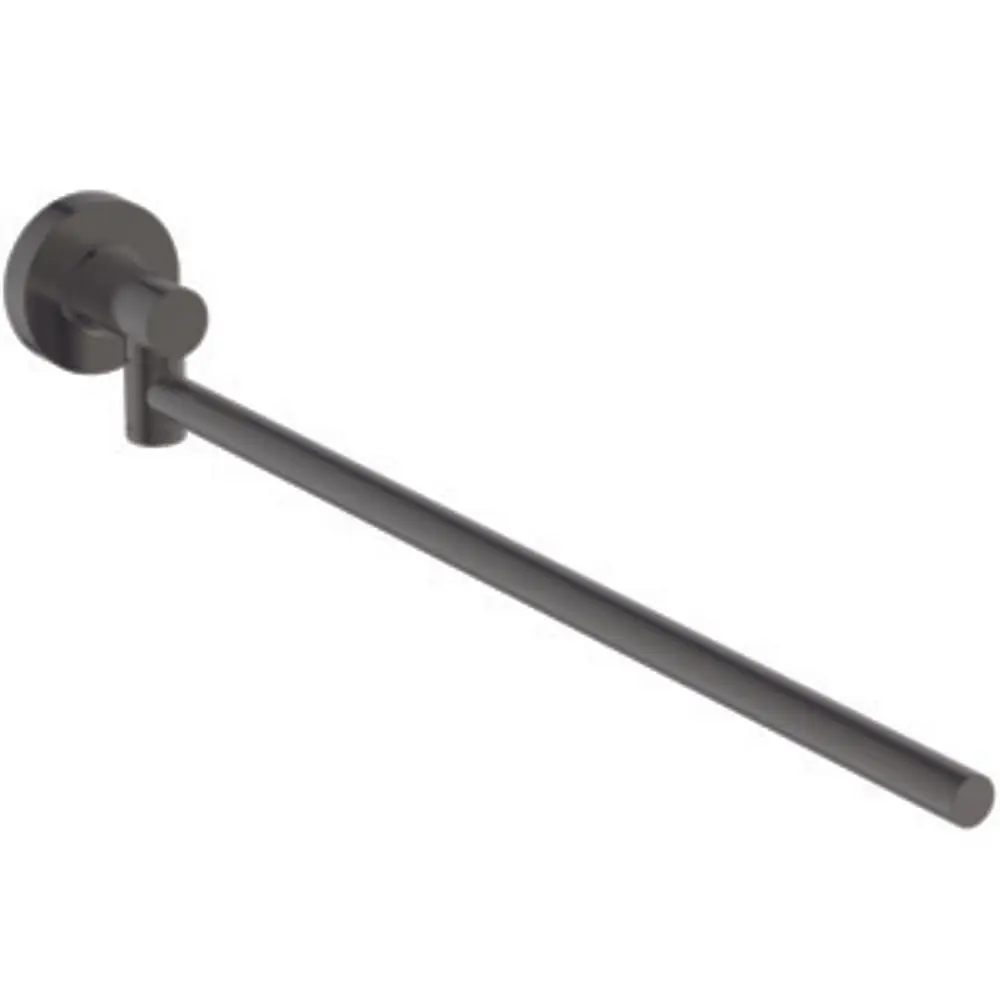 Handtuchstange in einem schlichten, grauen Design, montiert an einer Wand, hergestellt von Ideal Standard.